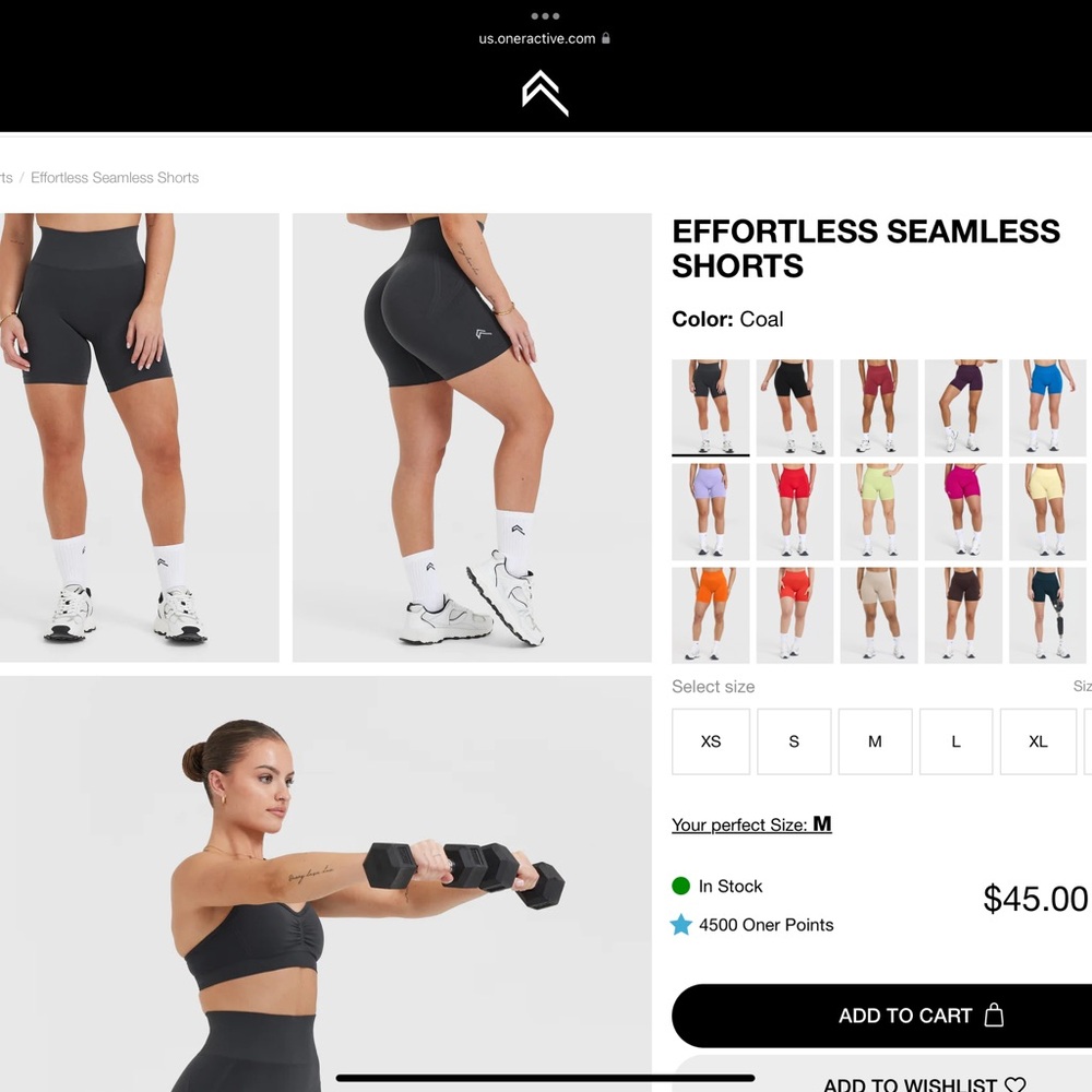 Oner Active Effortless Seamless Shorts in coal